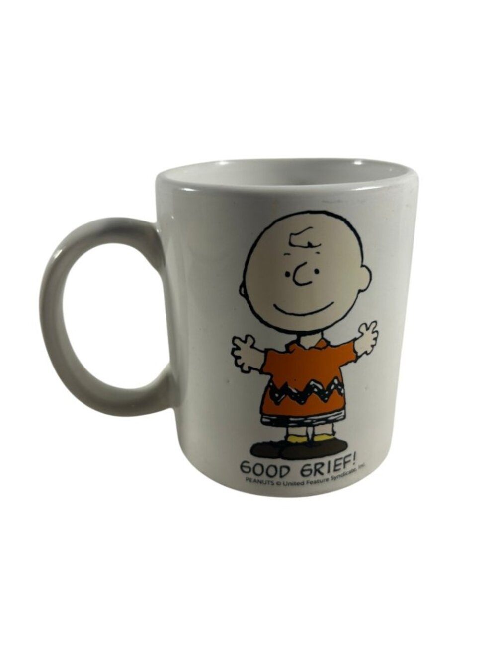 Vintage Peanuts Snoopy Charlie Brown Mug Good Grief White Coffee Cup Schultz